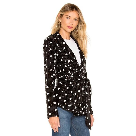 House of Harlow 1960 x Revolve Otto Blazer Blazer XS Black & White Polka Dot - Picture 11 of 14